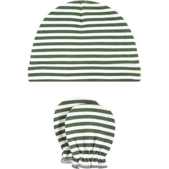 Baby Strawberry Pink‎ Unisex Baby Cotton Cap and Scratch Mitten Set for Girls - Picture 5 of 6